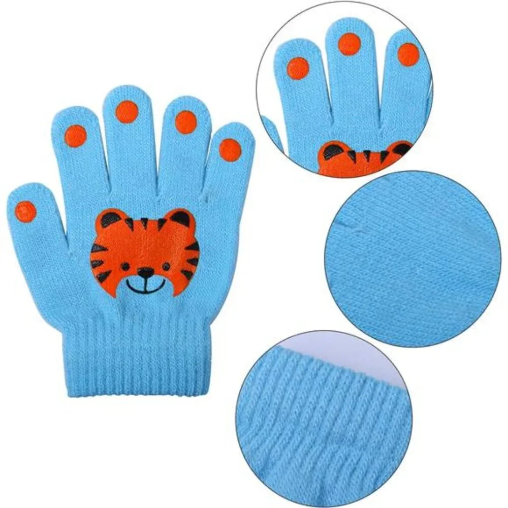 6 Pairs Kids Warm Magic Gloves Winter Stretchy Knit Gloves